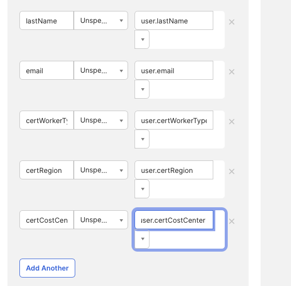 SAML attribute statements configured