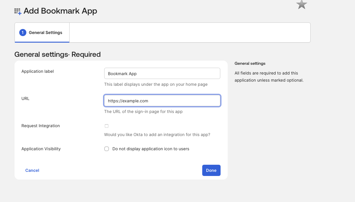 Bookmark app configuration