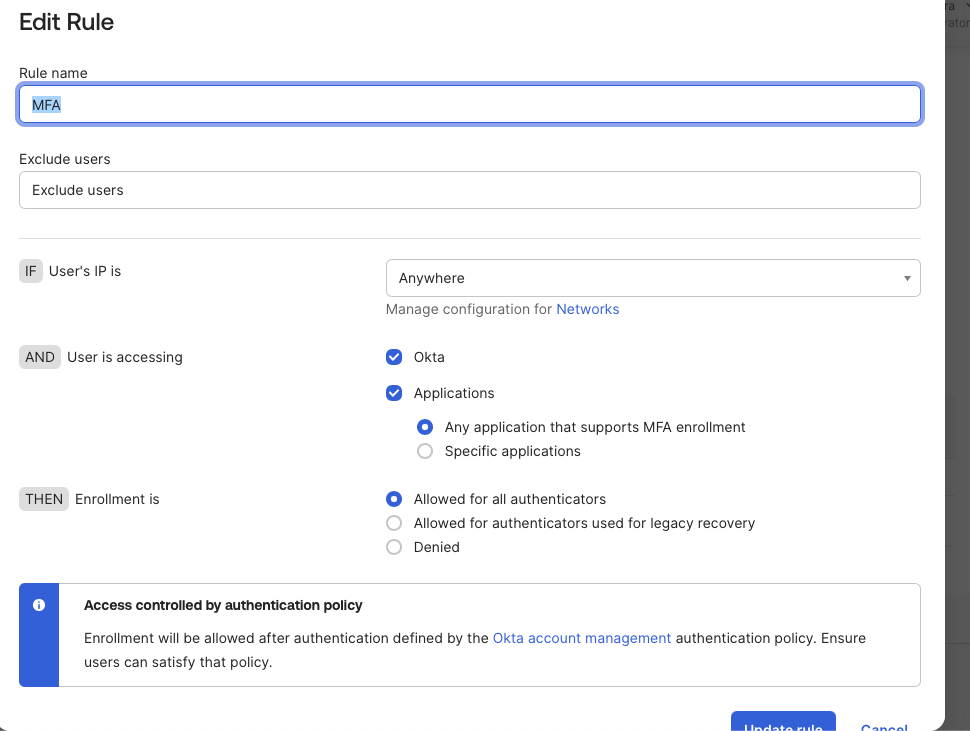 Enrollment policy configuration