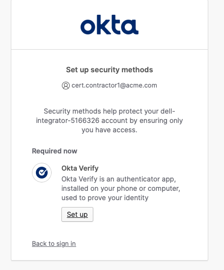 MFA enrollment prompt during login test