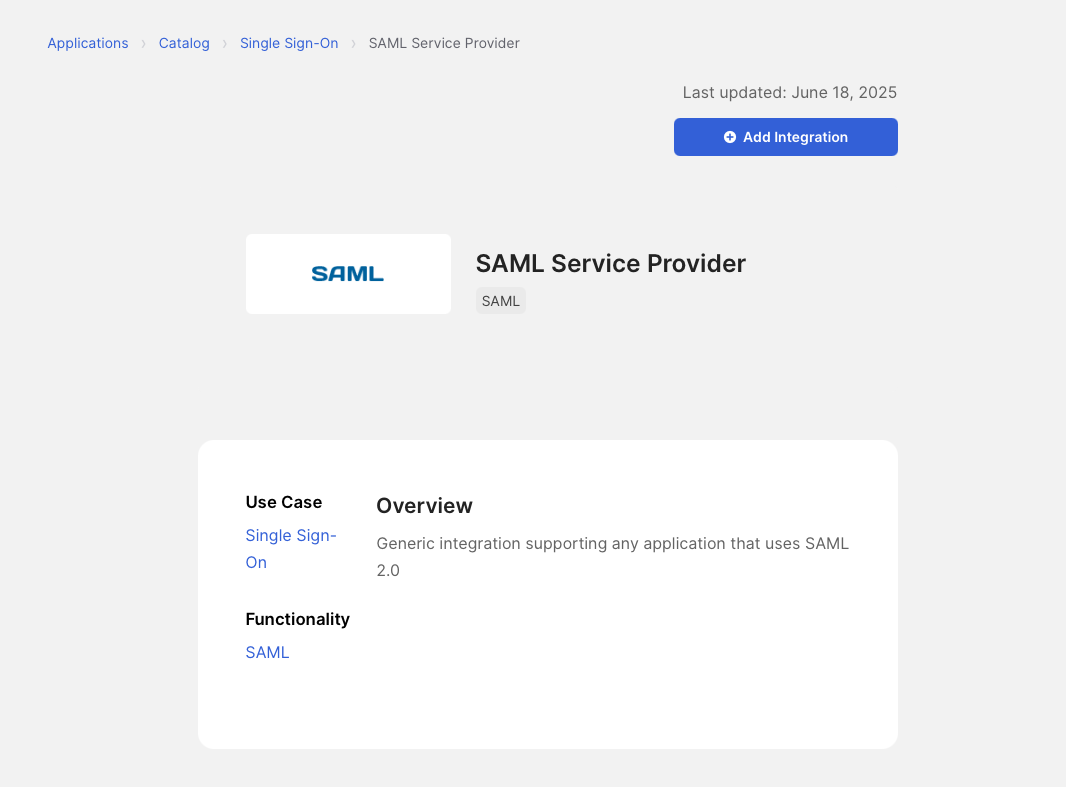 SAML app creation