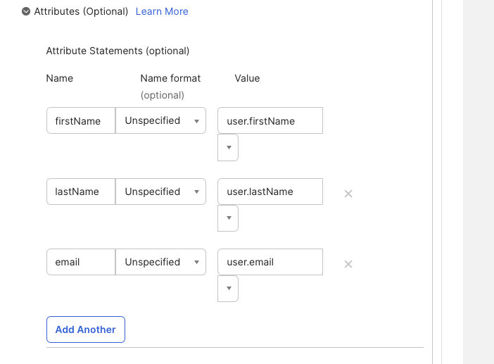 SAML attribute statements