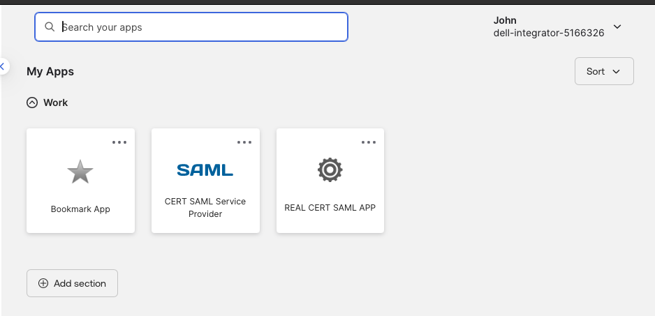 App tile on Okta dashboard